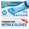 Picture of Medguy Powder-Free Nitrile Exam Gloves, 4.5 Mil, 100 Pcs Blue Disposable Latex-Free Food-Safe Medical Cleaning Cooking Gloves (Medium)