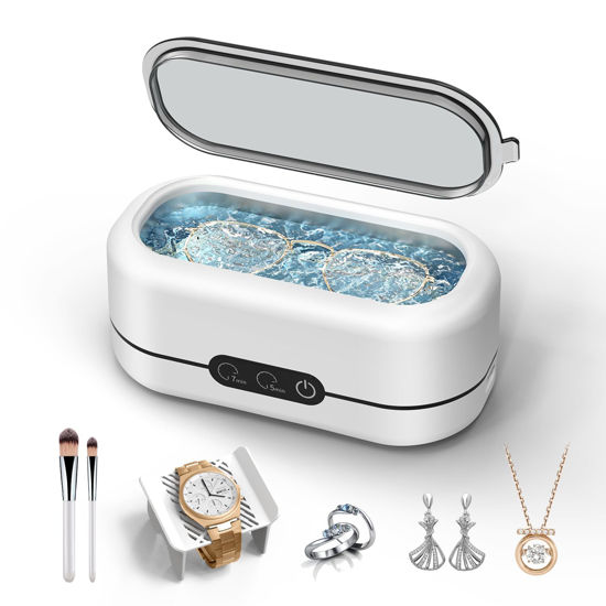Picture of BYASKZIV Ultrasonic Jewelry Cleaner, 48KHz Ultrasonic Cleaner Machine for Jewelry, Eyeglasses, Rings, Watch Strap, Dentures-Dual Cleaning Modes, 304 Stainless Steel Tank