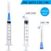 Picture of 100 Pack Disposable 3ml/cc Lab Syringes with 23Ga 1 Inch Needle Luer Lock, Individually Sealed Packed