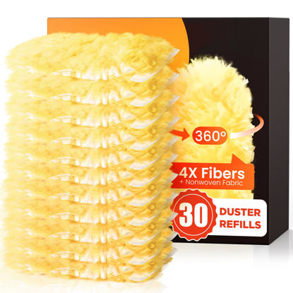 Picture of 30 Count Heavy Duty Duster Refills for Swiffer, Multisurface 360° Larger Size Dusters with 4X Microfibers, Unscented Disposable Dusters for Cleaning Home, Blinds, Fans, Corners (Only Duster)