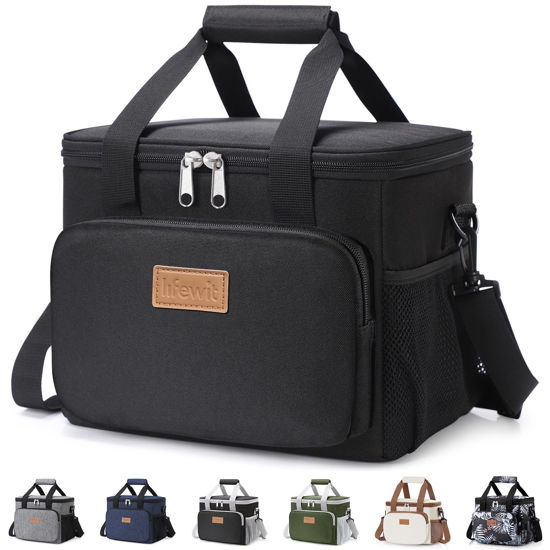Picture of Lifewit Medium Lunch Bag Insulated Lunch Box Soft Cooler Cooling Tote for Adult Men Women, Black 12-Can (9L)