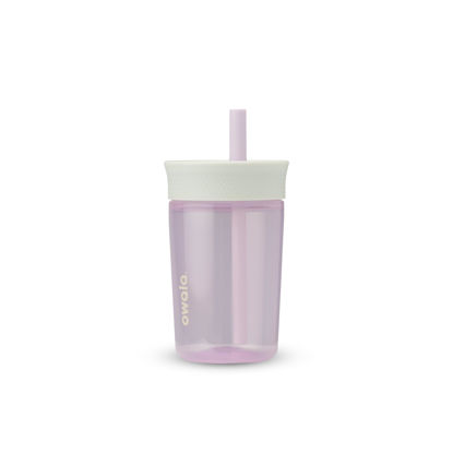 Picture of Owala Kids Insulation BPA-Free Plastic Tumbler with Spill Resistant Flexible Straw, Easy to Clean, Kids Water Bottle, Great for Travel, Dishwasher Safe, 15 Oz, Mint and Pink, (Unicorn)
