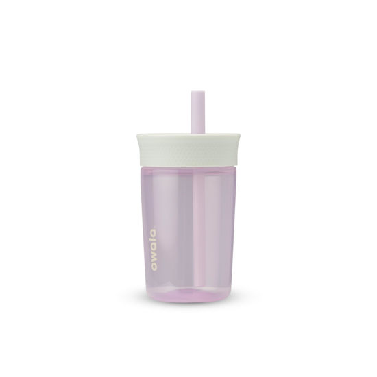 Picture of Owala Kids Insulation BPA-Free Plastic Tumbler with Spill Resistant Flexible Straw, Easy to Clean, Kids Water Bottle, Great for Travel, Dishwasher Safe, 15 Oz, Mint and Pink, (Unicorn)