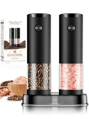 Picture of Electric Salt and Pepper Grinder Set Automatic Battery Pepper Mill Shakers Adjustable Coarseness Upgraded Larger Capacity with Led Home and Kitchen Appliances Birthday Gifts for Women Mom
