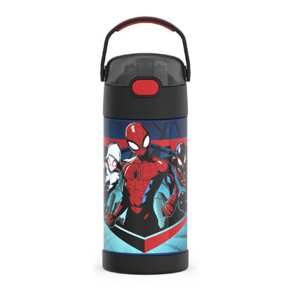 Picture of THERMOS FUNTAINER Water Bottle with Straw - 12 Ounce - Kids Stainless Steel Vacuum Insulated Water Bottle with Lid, Spider-Man