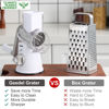 Picture of Geedel Rotary Cheese Grater, Kitchen Mandoline Vegetable Slicer with 3 Interchangeable Blades, Easy to Clean Rotary Grater Slicer for Fruit, Vegetables, Nuts