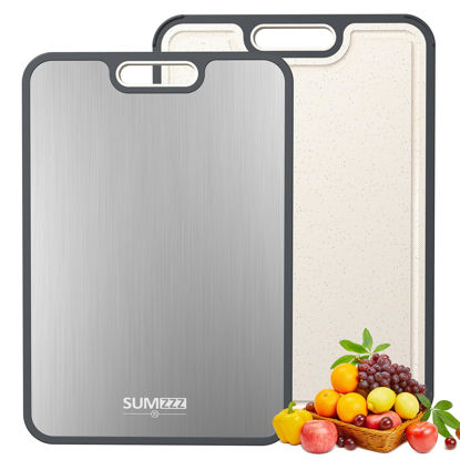 Picture of Titanium Cutting Board for Kitchen, Cutting Board Double Sided Food Grade, Pure Titanium/PP, Easy to Clean Large Size 16”×11”