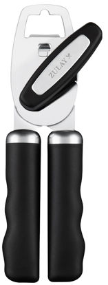 Picture of Zulay Kitchen Heavy Duty Stainless Steel Can Opener Manual with Bottle Opener - Rust Proof Manual Can Opener With Turn Knob & Comfy Soft Grip Handles - Black