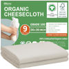 Picture of Organic Cheese Cloths, GOTS Certified, Grade 100, 36x36Inch, Reusable Cheese Cloth with Closed Edges Fabric Fine Mesh Cloth, Unbleached Cotton Muslin Cheesecloth for Straining,Cooking,Crafts - 9 Sq.Ft
