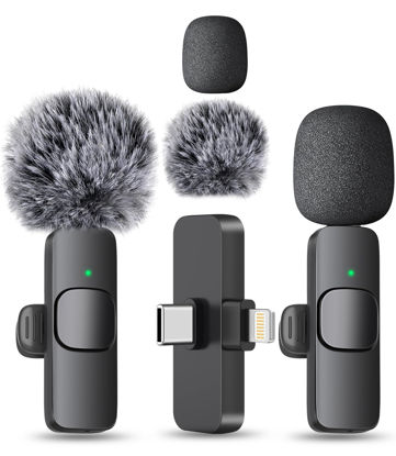 Picture of MAYBESTA Wireless Mini Microphone for iPhone, Android Phone - Bluetooth Lavalier Lapel Mic for Audio Video Recording - Clip on Content Creator Microphones for YouTube Tiktok Podcast Vlogging