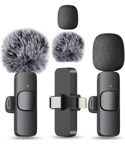Picture of MAYBESTA Wireless Mini Microphone for iPhone, Android Phone - Bluetooth Lavalier Lapel Mic for Audio Video Recording - Clip on Content Creator Microphones for YouTube Tiktok Podcast Vlogging