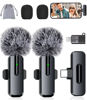 Picture of Wireless Mini Microphone for iPhone - 2 Pack Lavalier Microphone for Video Recording, 2 In 1 Noise Reduction Lapel Mic for Ipad, Android,Clip-on Mini Mic with USB-C for Content Creators Podcast