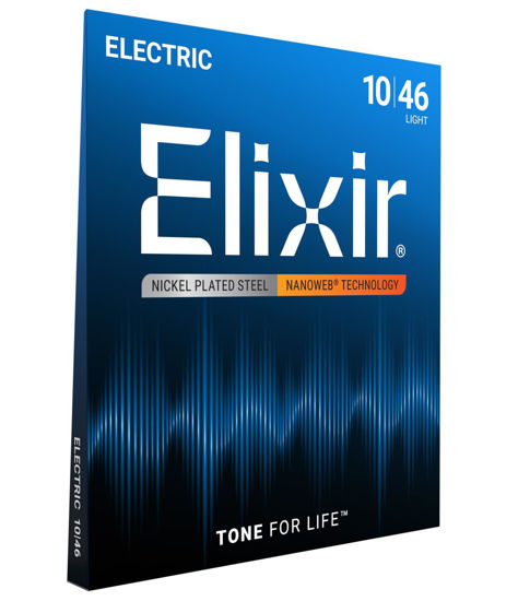 Picture of Elixir Strings, Electric Guitar Strings, Nickel Plated Steel with NANOWEB Technology, Longest-Lasting Bright Tone with Comfortable Feel, 6 String Set, Light 10-46