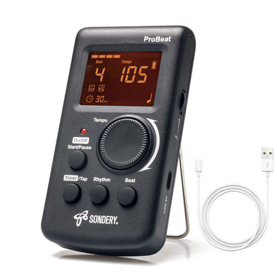 Picture of Sondery Digital Metronome Rechargeable English Vocal Counting with Timer Function for Piano Guitar Drum and All Instruments