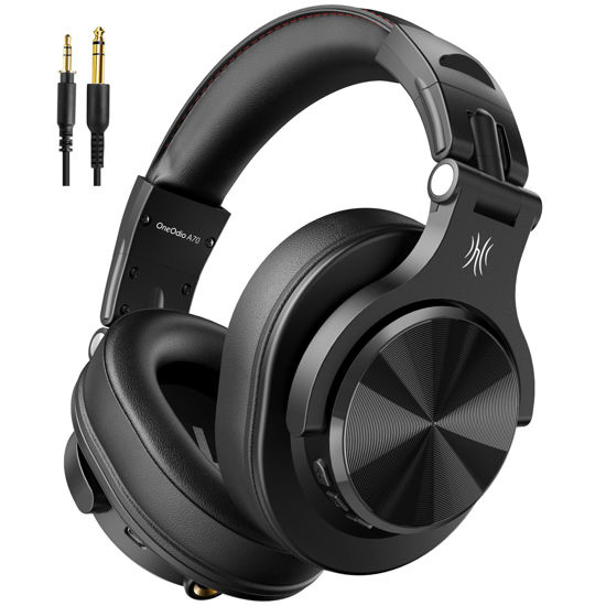 Picture of OneOdio A70 Bluetooth Over Ear Headphones, Wireless Headphones with 72H Playtime, Hi-Res, Built-in Mic, 3.5mm/6.35mm Wired Audio Jack for Studio Monitor & Mixing DJ Guitar AMP, Computer PC Gaming