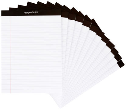 Picture of Amazon Basics Wide Ruled Lined Writing Note Pads, 8.5 inch x 11.75 inch, White, 12 Count (12 Pack of 50)