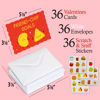 Picture of Prophet 36 Pack Gold Foil Valentines Day Cards for Kids School, 9 Assorted Designs with Envelopes & Cartoon Scented Strawberry Stickers, Great for Boys ＆ Girls Classroom Activities