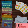 Picture of Prophet 36 Pack Gold Foil Valentines Day Cards for Kids School, 9 Assorted Designs with Envelopes & Cartoon Scented Strawberry Stickers, Great for Boys ＆ Girls Classroom Activities
