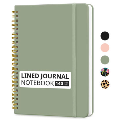 Picture of Taja Lined Spiral Journal Notebook for Women & Men, 140 Pages, College Ruled Hardcover Notebook for Work & Note Taking, Journals for Writing, A5(5.7" x 7.9") - Green