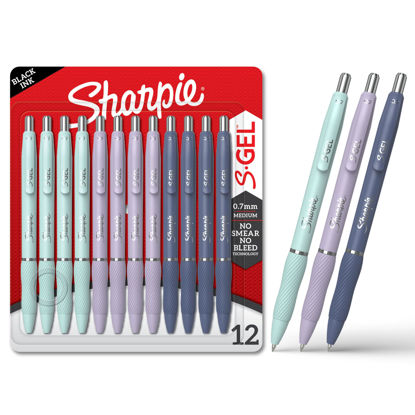 Picture of Sharpie S-Gel, Gel Pens, Medium Point (0.7mm), Assorted Fashion Barrels, Black Ink, 12 Count - Office, Teacher, School Supplies