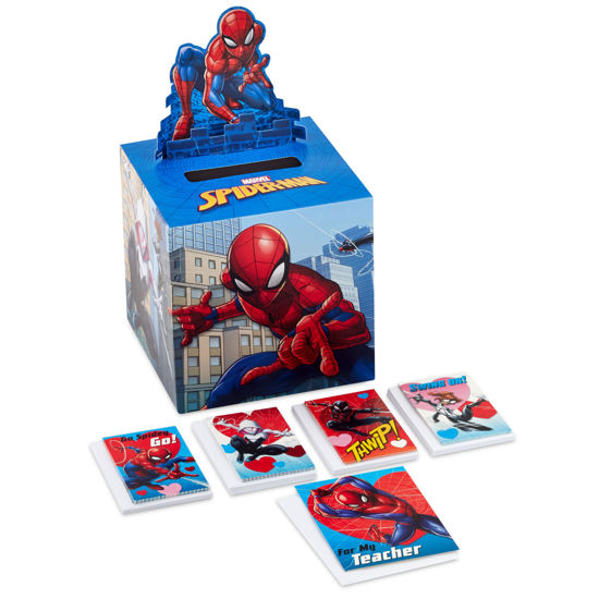 Picture of Hallmark Marvel Spider-Man Valentines Day Cards and Mailbox for Kids School Classroom Exchange (1 Box, 32 Valentine Cards, 1 Teacher Card)