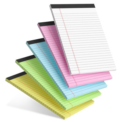 Picture of 5pcs Small Note Pads 5x8 Notebook College Ruled Legal Pads Color Notepads 5 Pack Study Back Writing Pads 5 x 8 Perforated Narrow Ruled Pads of Paper for School & Office Supplies 30 Sheets/Pack