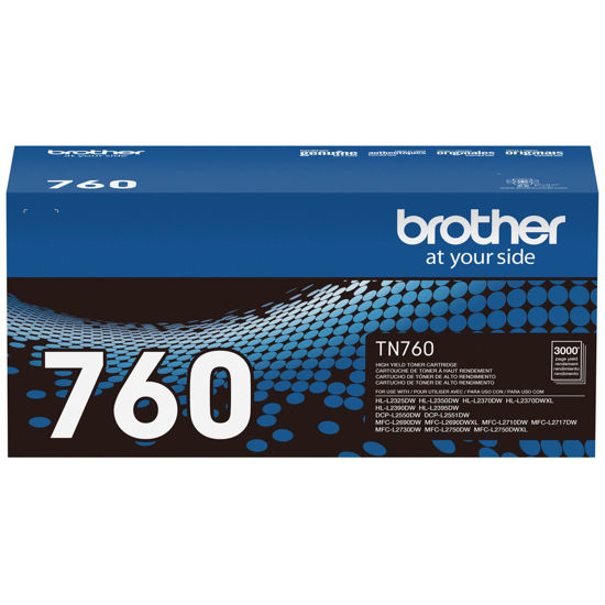 Picture of Brother Genuine TN760 High Yield Black Toner Cartridge, (For use with MFC-L2710DW MFC-L2750DW HL-L2350DW HL-L2370DW HL-L2395DW HL-L2390DW DCP-L2550DW Printers)