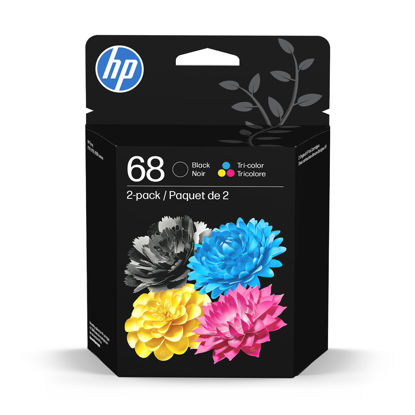 Picture of HP 68 Black/Tri-Color Ink Cartridges (2-Pack) | Works Envy 6100e, 6500e Series | Eligible for Instant Ink | 6L6S2TN | Packaging May Vary