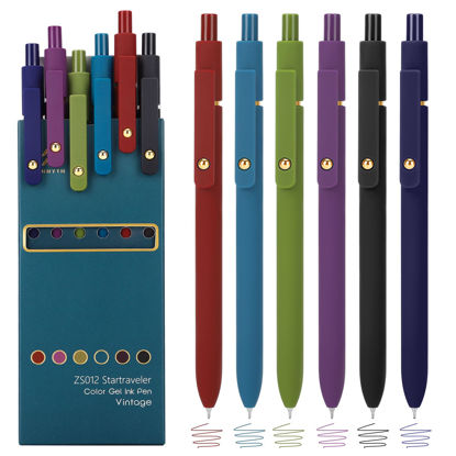 Picture of Ddaowanx Colorful Gel Pens, 0.5mm Fine Point Retractable,Multi Colored Pens for Journaling and Sketching,School Supplies,Stuffers for Teens, Gifts for Women (6Pcs-Vintage Colors)