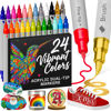 Picture of ARTISTRO 24 Acrylic Paint Markers - Paint Pens for Calligraphy, Brush + Fine Tips - For Fabric, Rock, Glass, Wood, DIY, Craft, Canvas - Art and Craft Supplies for Adults, Teens, Kids