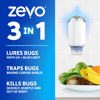 Picture of Zevo Flying Insect Trap & 3 Refill Cartridges - Plug in Fly Trap & Indoor Bug Catcher for Gnats, House & Fruit Flies - Blue & UV Light Technology, Mess-Free Alternative to Bug Zapper