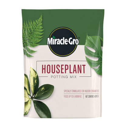 Picture of Miracle-Gro Houseplant Potting Mix: Fertilized, Perlite Soil for Indoor Gardening, Designed to Be Less Prone to Gnats, 4 qt.