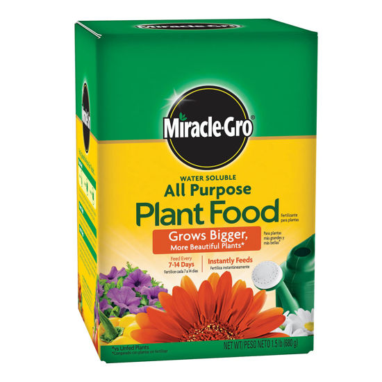 Picture of Miracle-Gro Water Soluble All Purpose Plant Food, For All Indoor or Outdoor Plants, Roses, Flowers, Vegetables, Houseplants, Trees, and Shrubs, 1.5 lbs