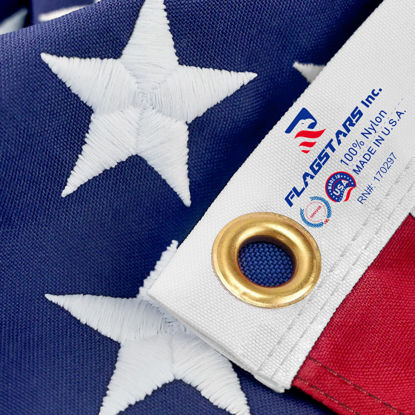 Picture of American Flag Durable Nylon 3x5 Ft Outdoor Heavy Duty, Made in USA American Flags ,Longest Lasting Non Fading American Flags for Outside 3x5,Waterproof Embroidered American Flag, All Weather US Flags Use Outdoor High Wind,Tear Proof America Flag Sewn Stri