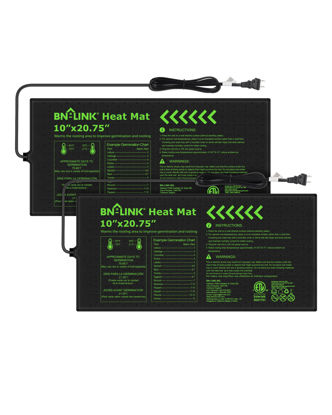 Picture of BN-LINK Durable Seedling Heat Mat for Seed Starting 10" x 20.75", 2 Pack Waterproof Warming Mats Plant Heating Pad for Seed Germination, Indoor Growing, Hydroponic, Greenhouse, ETL Listed