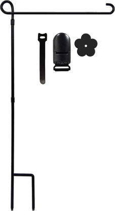 Picture of YEAHOME Garden Flag Holder Stand, Premium Yard Flag Holder Weather-Proof Metal Powder-Coated Flagpole with Clip and Stopper for Christmas Garden Flag, Outdoor Garden Decor Decoration