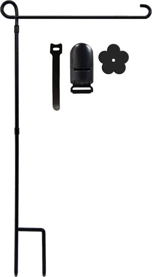 Picture of YEAHOME Garden Flag Holder Stand, Premium Yard Flag Holder Weather-Proof Metal Powder-Coated Flagpole with Clip and Stopper for Christmas Garden Flag, Outdoor Garden Decor Decoration