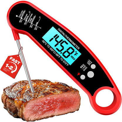 Picture of Meat Thermometer Digital - Instant Read Food Thermometer for Cooking Grilling, Candy, Air Fryer, Griddle Probe Kitchen Gadgets Essentials BBQ Accessories, Valentines Day Gifts for Him Her, Red