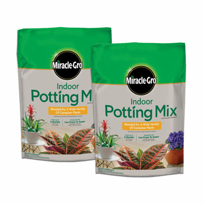 Picture of Miracle-Gro Indoor Potting Mix, Blended for a Variety of Houseplants, Feeds for up to 6 Months, 6 qt., 2-Pack