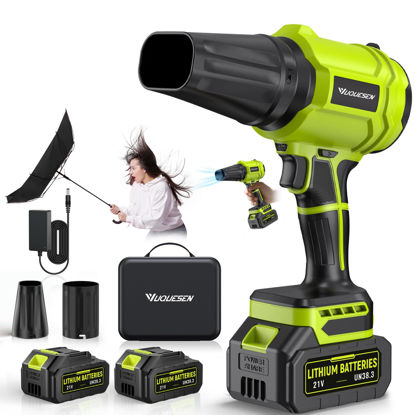 Picture of YUQUESEN Cordless Leaf Blower, 980,000 RPM Handheld Leaf Blower with 2 X 4.0Ah Batteries & Charger, Lightweight Leaf Blowers for Patio Cleaning, Lawn Care, Leaves, Dust - Light Green