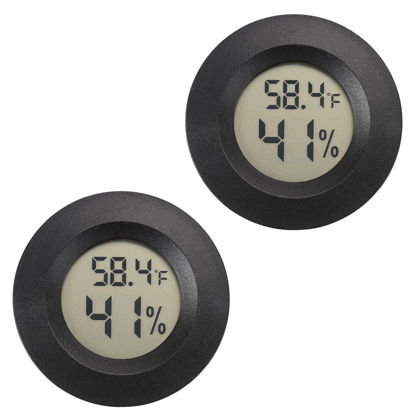 Picture of Mini Hygrometer Thermometer Digital Humidity Meter Indoor/Outdoor Humidity Monitor Reptile Thermometer for Greenhouse Garden Cellar Fahrenheit(℉)/ Celsius(℃) 2 Pack