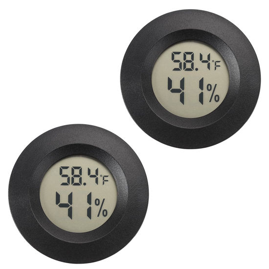 Picture of Mini Hygrometer Thermometer Digital Humidity Meter Indoor/Outdoor Humidity Monitor Reptile Thermometer for Greenhouse Garden Cellar Fahrenheit(℉)/ Celsius(℃) 2 Pack