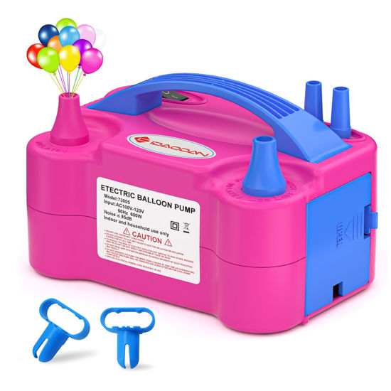 Picture of IDAODAN Electric Balloon Pump, Portable Electric Balloon Blower Machine Inflator Air Pump Dual Nozzle 110V 600W for Party Decorations