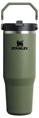 Picture of STANLEY IceFlow 2.0 Flip Straw Tumbler with Handle 30 oz | Twist On Lid and Flip Up Straw | Leakproof Water Bottle | Insulated Stainless Steel | BPA-Free | Dried Pine