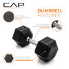 Picture of CAP Barbell 30 LB Rubber Coated Hex Dumbbell Hand Weight - Pair | Chrome Handle