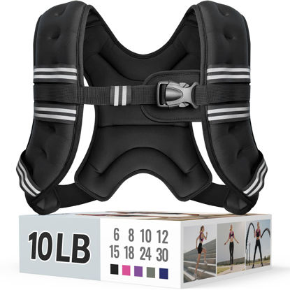 Picture of Zeerun Weighted Vest for Women & Men with Reflective Stripe and Adjustable Buckle, Comfortable & Durable Rucking Vest for Walking, Running & Strength Training, 10LBS-Black