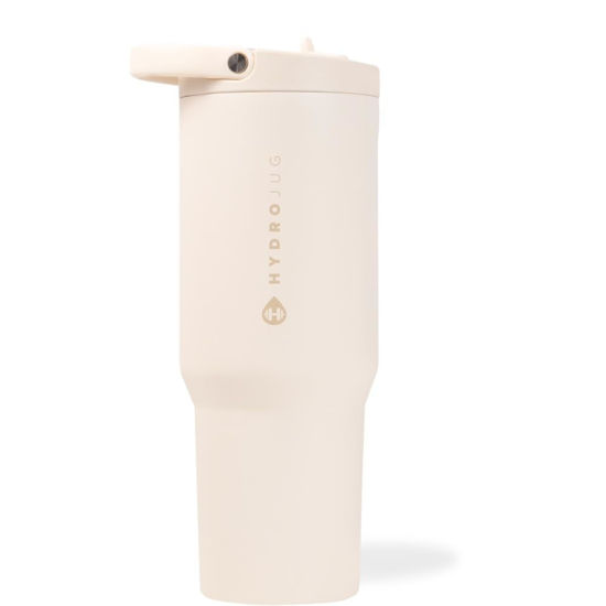 Picture of HydroJug Sport - Stainless Steel Tumbler with Straw, Vacuum Insulated, 32oz Leakproof Water Bottle, Ergonomic Design, Reusable, Dishwasher Safe, Rubber Base, Durable for Gym or Outdoors, Cream