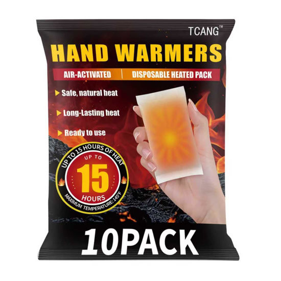 Picture of 10 Pack Hand Warmers Disposable - Up to 15 Hours of Heat - Super Long Lasting Air Activated Warmers, All Natural & Portable for Body, Hands & Toes - Odorless Hot Warmer Gifts for Winter Work