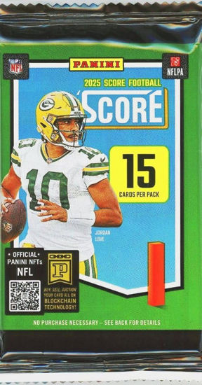 Picture of 2025 Panini SCORE Football EXCLUSIVE HUGE Factory Sealed MEGA Foil Pack with 15 Brand New Cards Including ROOKIES & PARALLEL! Look for Travis Hunter,Jaxson Dart, Ashton Jeanty,Cam Ward & Many More!