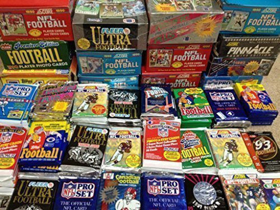 Picture of 100 Vintage Football Cards in Old Sealed Wax Packs - Perfect for New Collectors